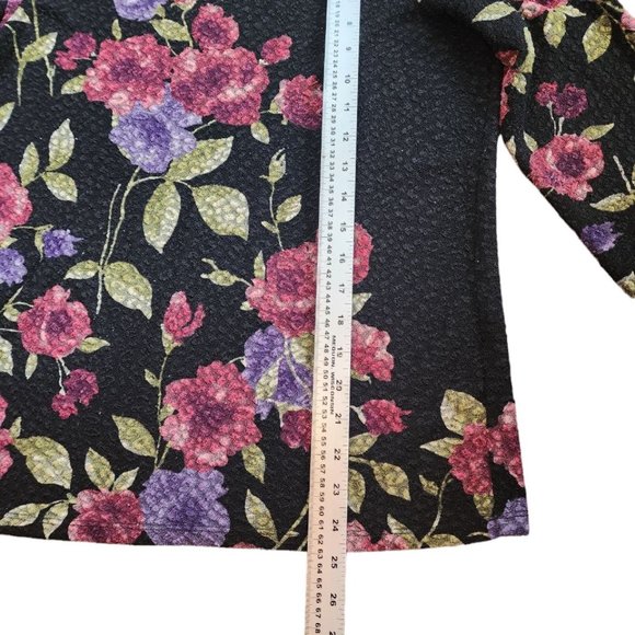 Alia Blouse Women's Size M Multicolor Floral Print 3/4 Sleeve Top Round Neck - Picture 8 of 11